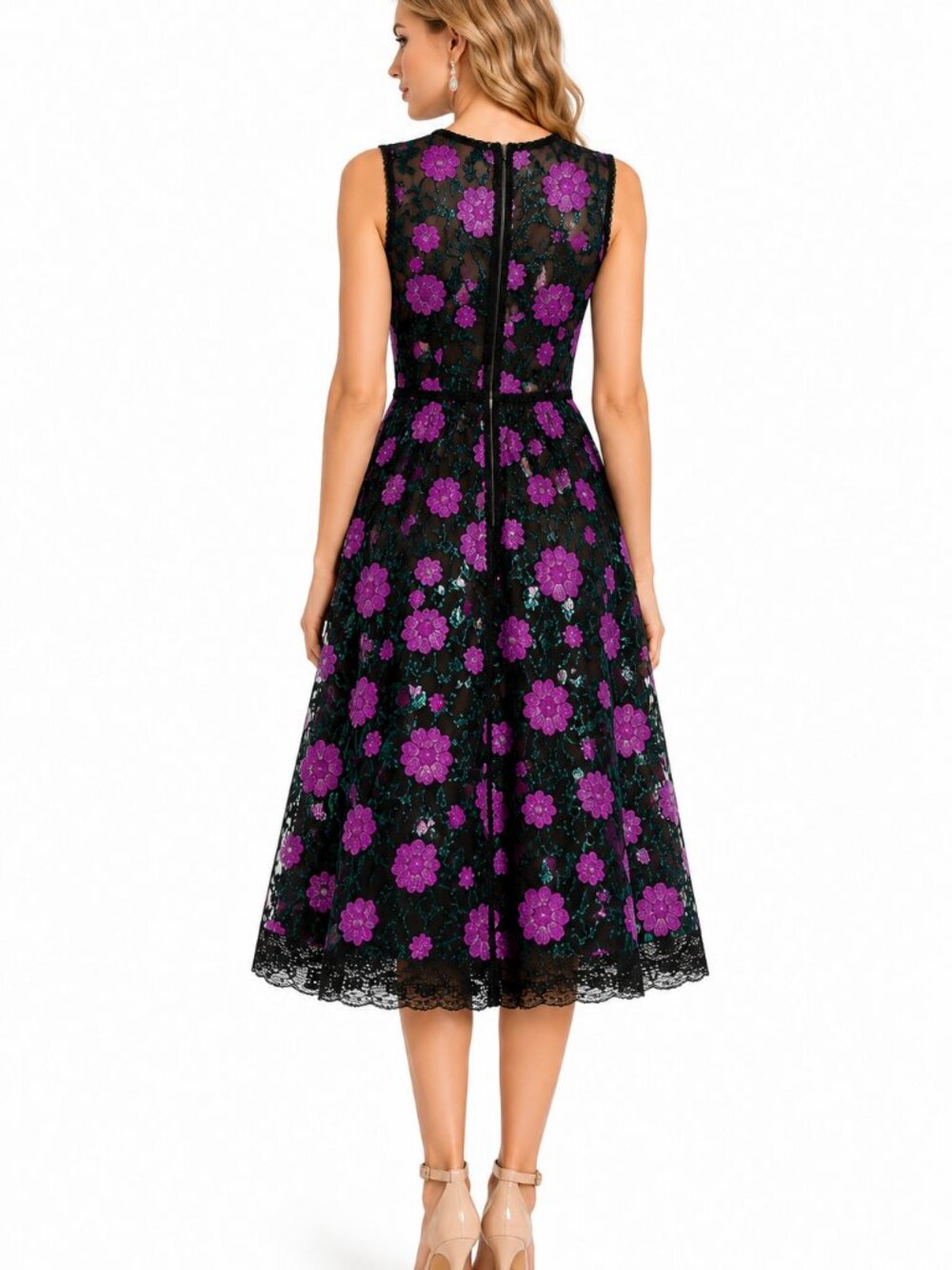Bronx & Banco Rafaela Lace & Sequin Cocktail Evening Midi Dress US 8 NWT - Picture 3 of 4